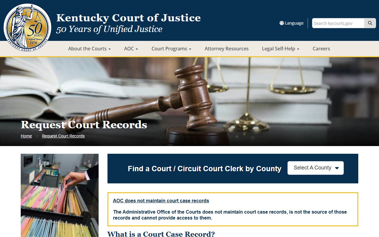 Lyon County court records request instructions from Kentucky Court of Justice