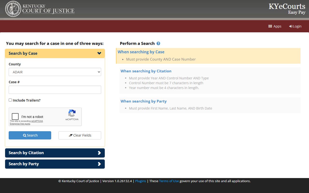 Lyon County court records and Kentucky ePay citation search