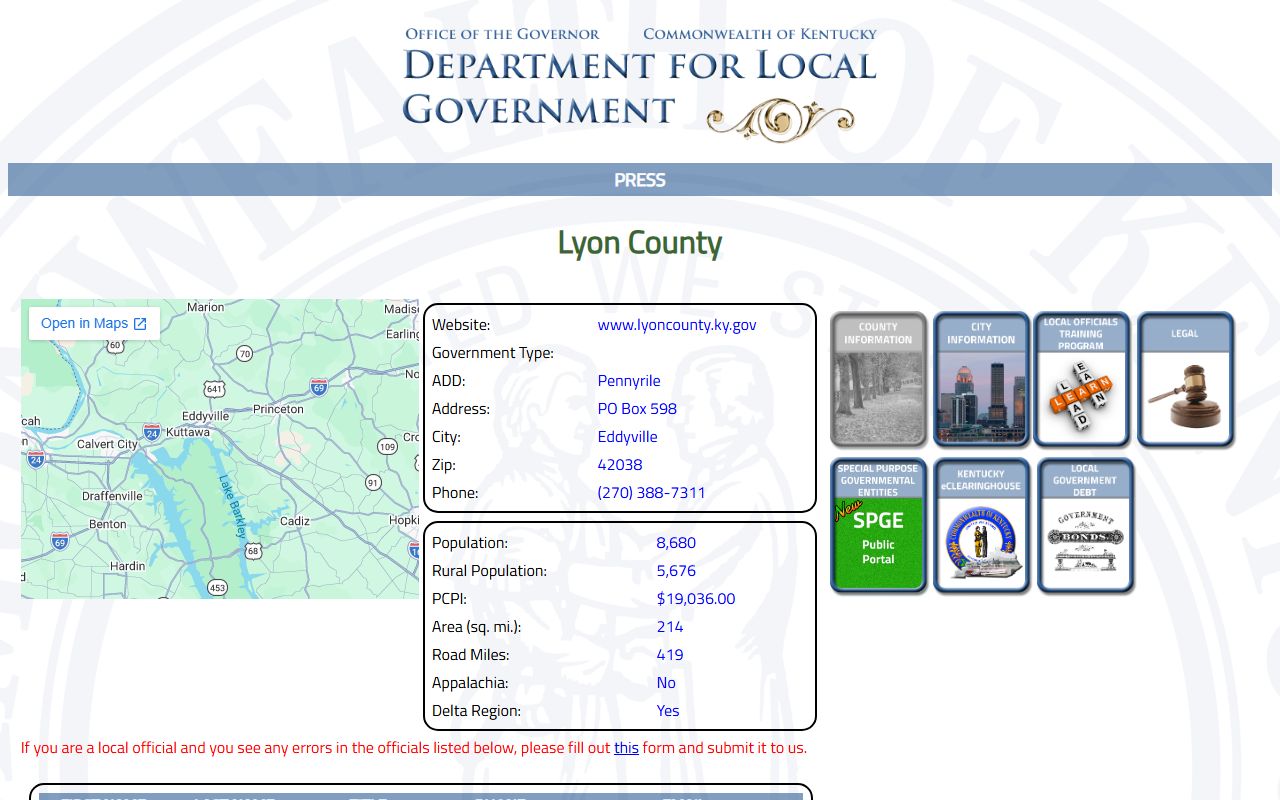 Lyon County inmate search jailer contact Kentucky DLG profile