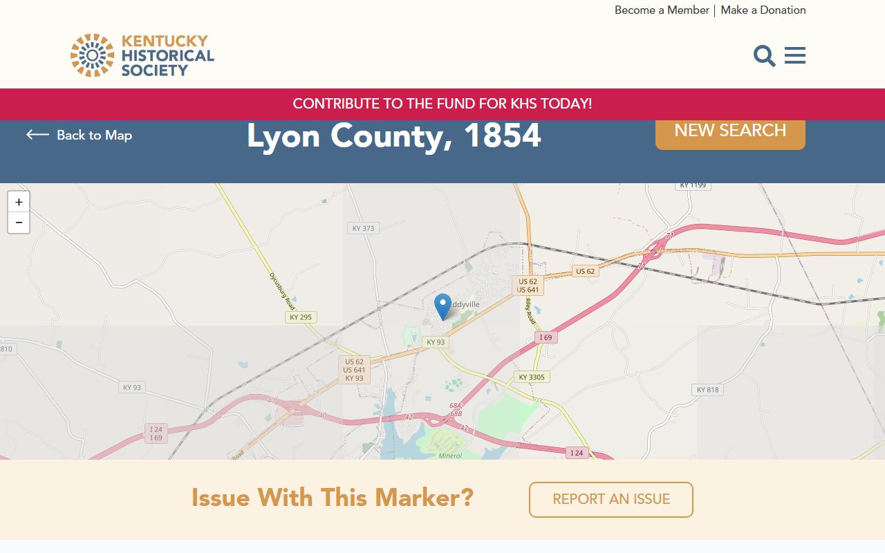 Lyon County probate records and local history marker