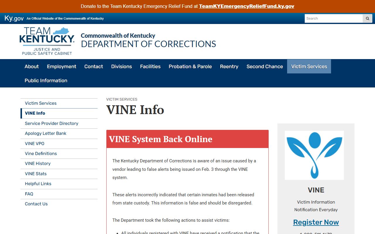 Lyon County warrant records Kentucky custody notification source